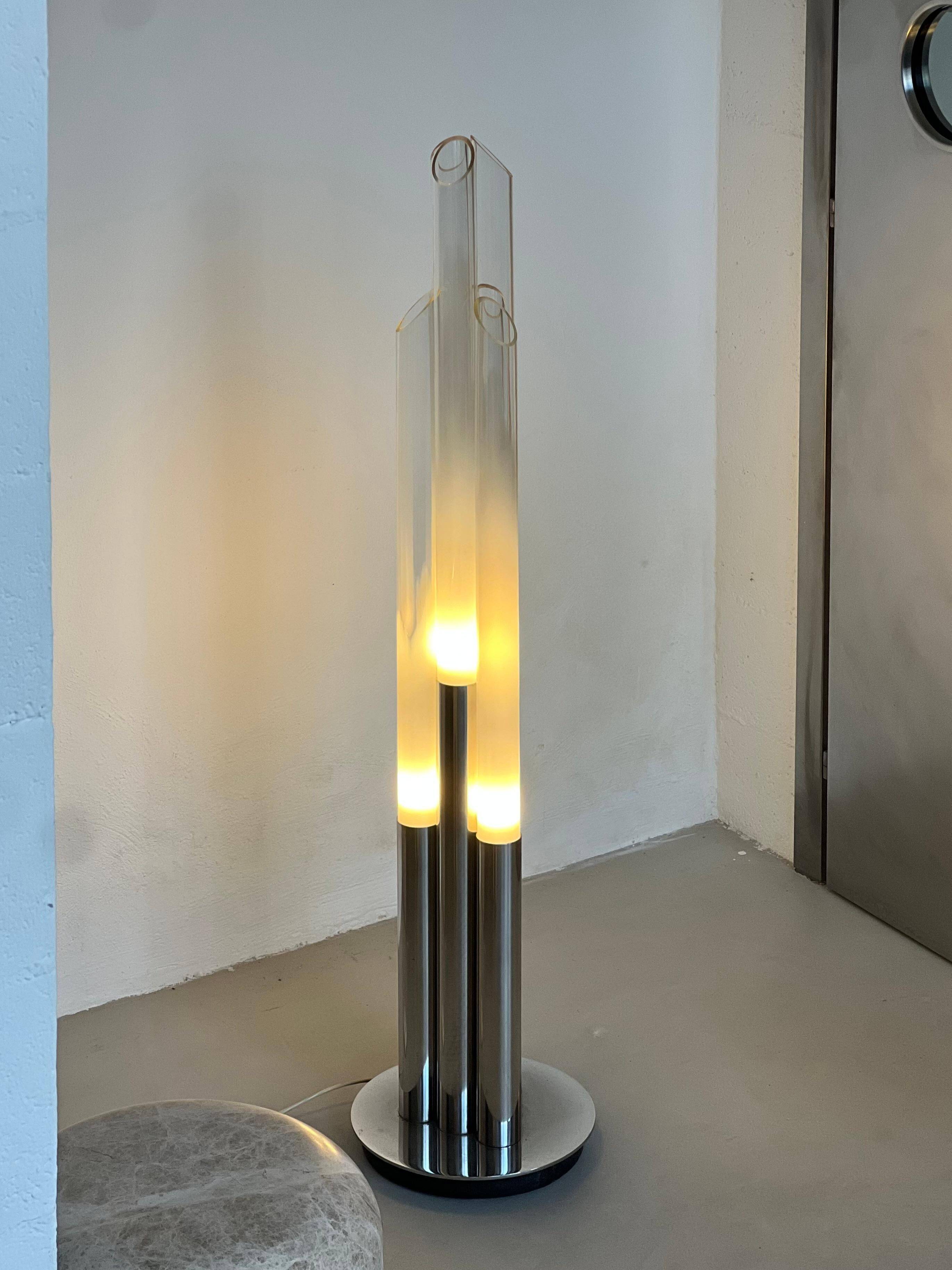 Vintage 1960s Nason, Mazzega, Murano Glass and Metal floor lamp