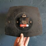 Vintage formica clock silent wall pendulum "Avron red yellow"