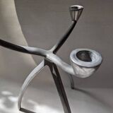 Scandinavian design tripod aluminum candlestick holder silver metal