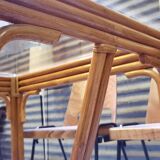 Dining table in rattan and glass 1960