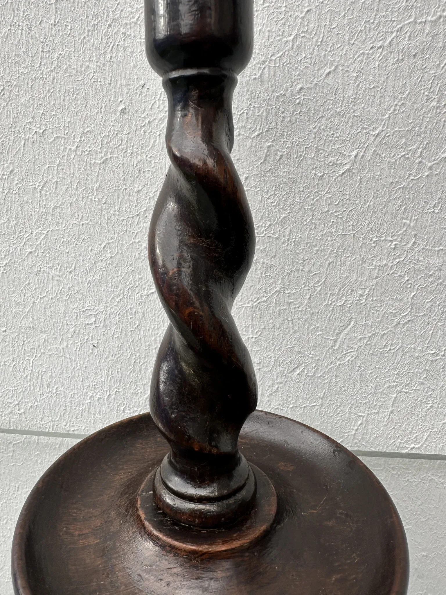 Pair of English oak Barley Twist candlesticks