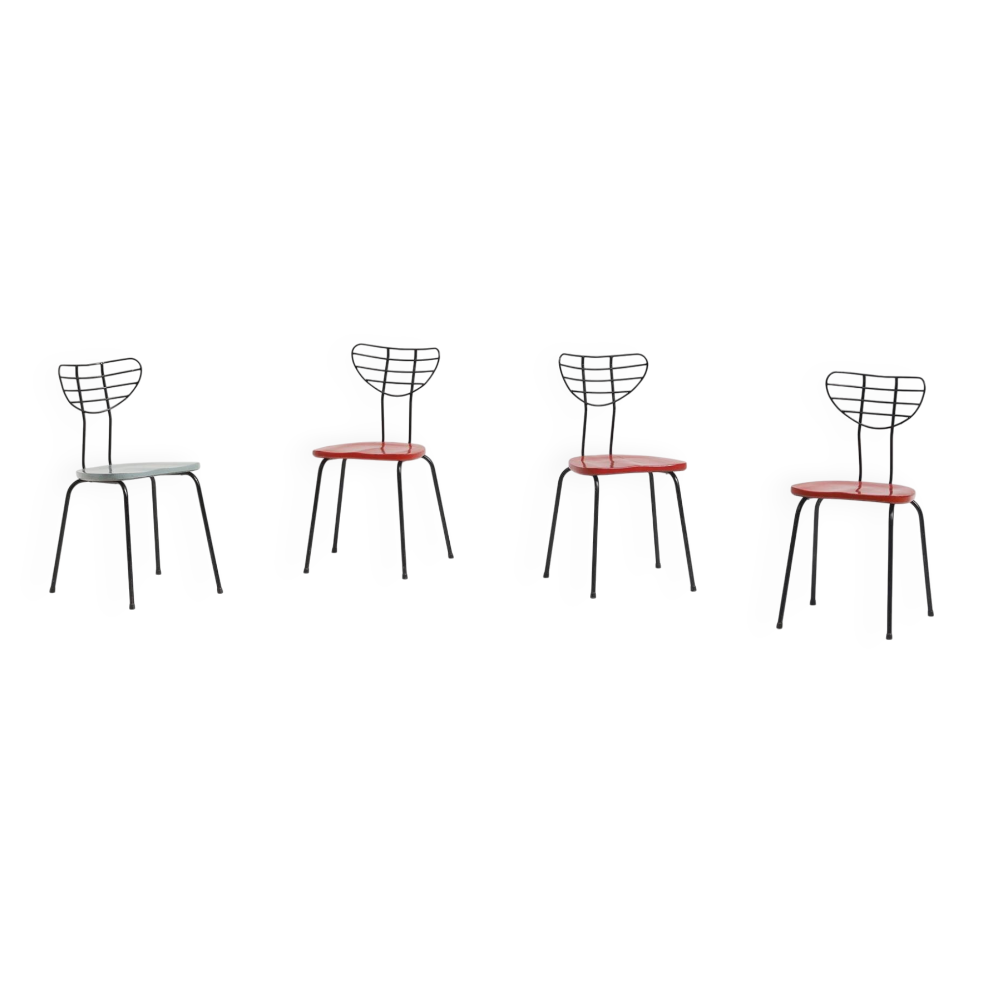 Set of 4 modernist mid-century radar chairs 1950s Belgium