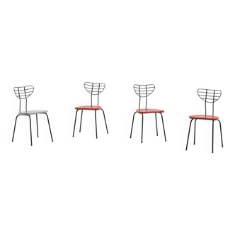 Set of 4 modernist mid-century radar chairs 1950s Belgium