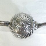 Silver flat silver metal teapot