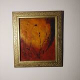 Abstract painting with golden frame