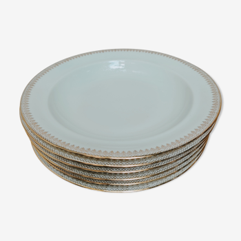 6 assiettes plates Chastagner en porcelaine