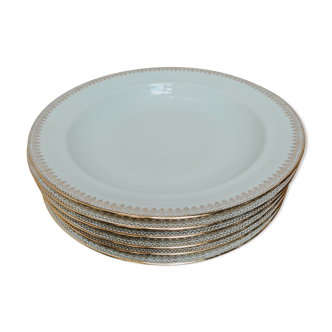 6 assiettes plates Chastagner en porcelaine