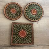 Set of 3 underwear of vintage braided straw dishes