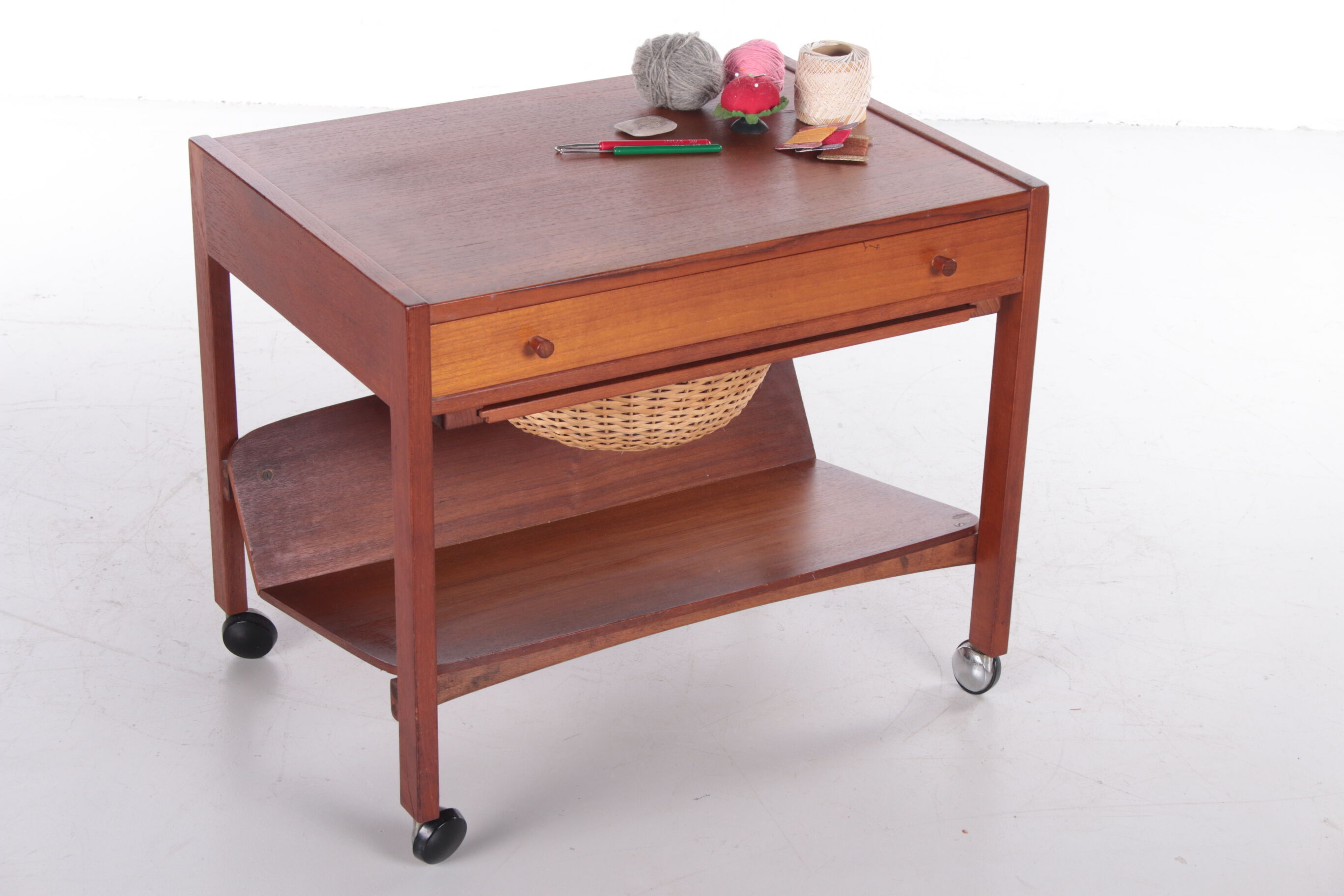 Danish Design Teak Wooden Side Table and Sewing Box,1960s