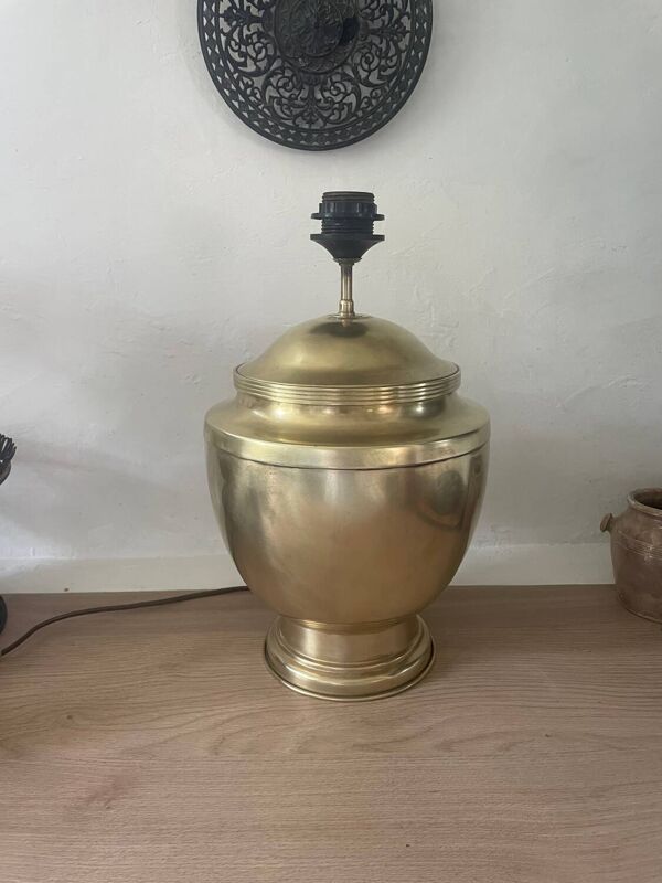 Pied de lampe balustre en laiton vintage