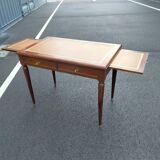 Old style flat desk louis xvi leather tray with 2 pulls