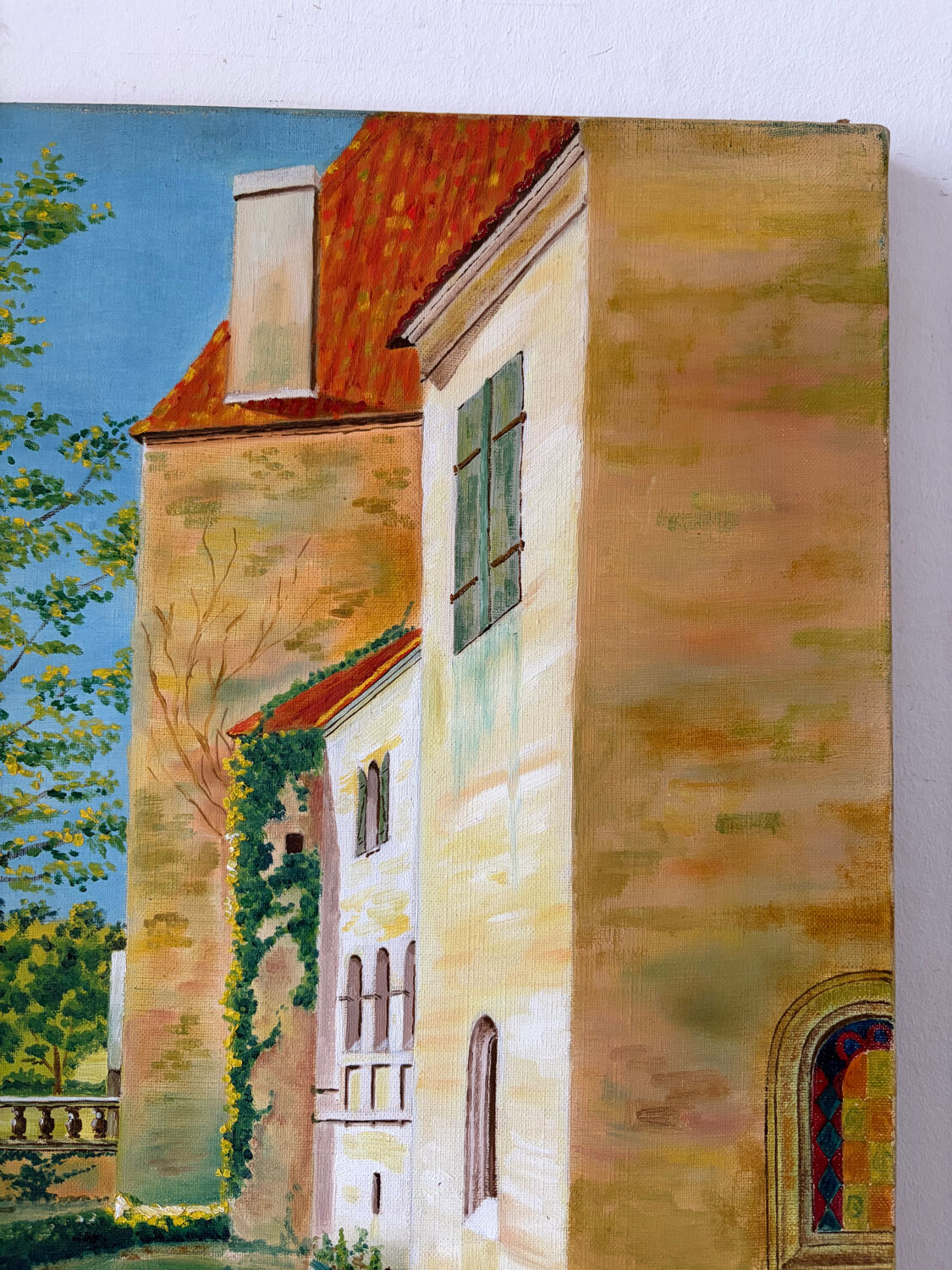 Reflets du château, huile sur toile, signé P.V. Sabatier 1940