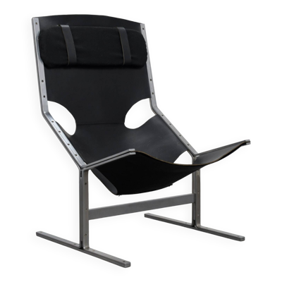 Fauteuil en cuir extrêmement rare par Pierre Thielen pour Metz & Co., Pays-Bas, années 1960.