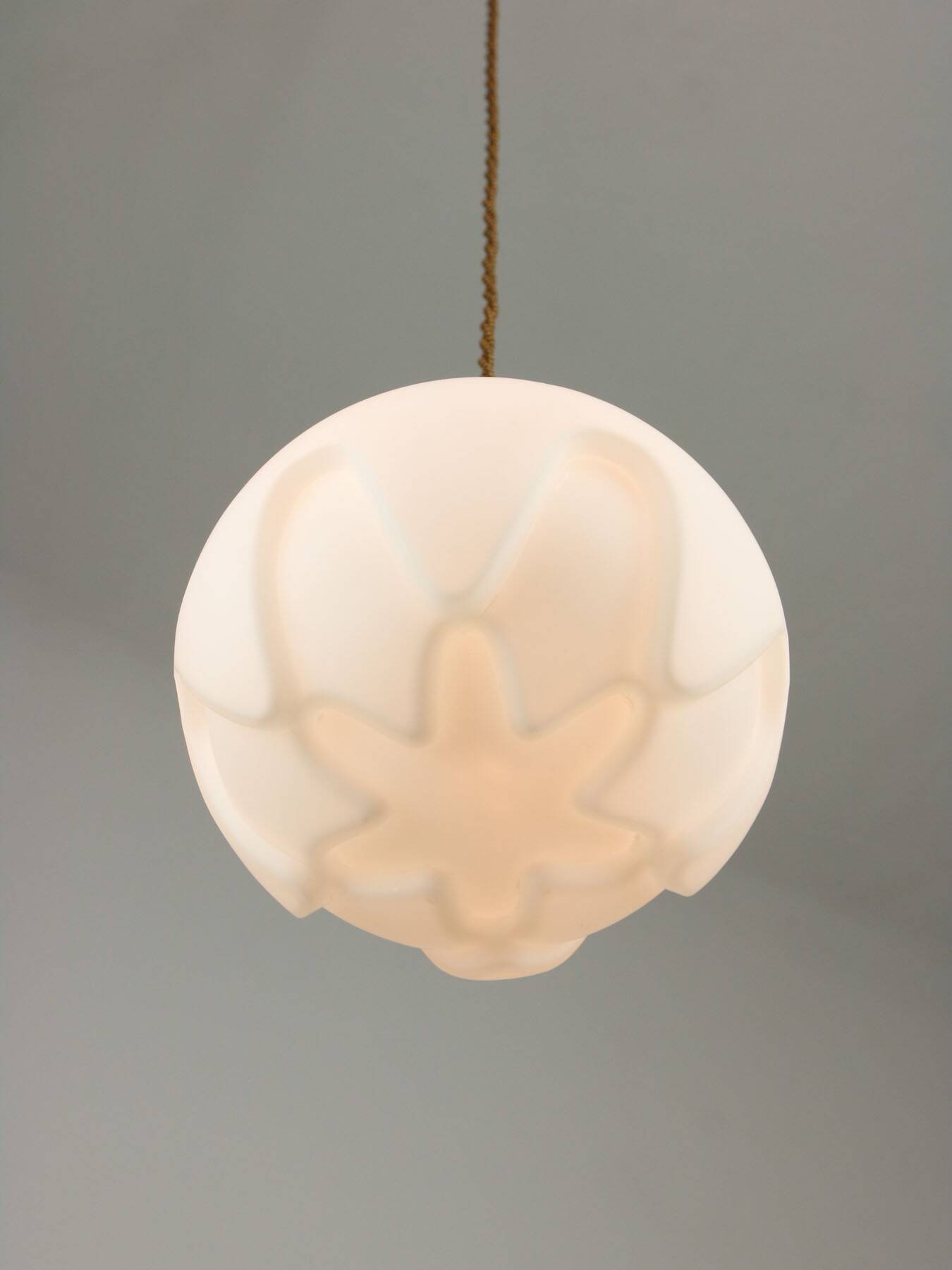 Mid-Century Italian Brass & Opaline Pendant Lamp