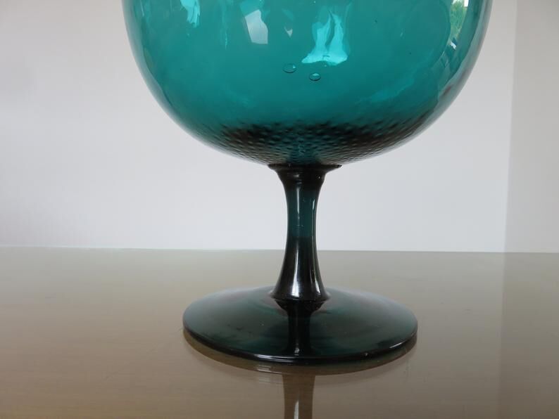 Italy glass vase in turquoise green 70s
