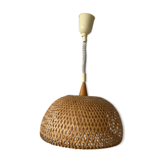 Telescopic wicker hanging lamp