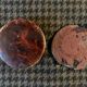 Very old round pocket mirror and leather case, 18th century
