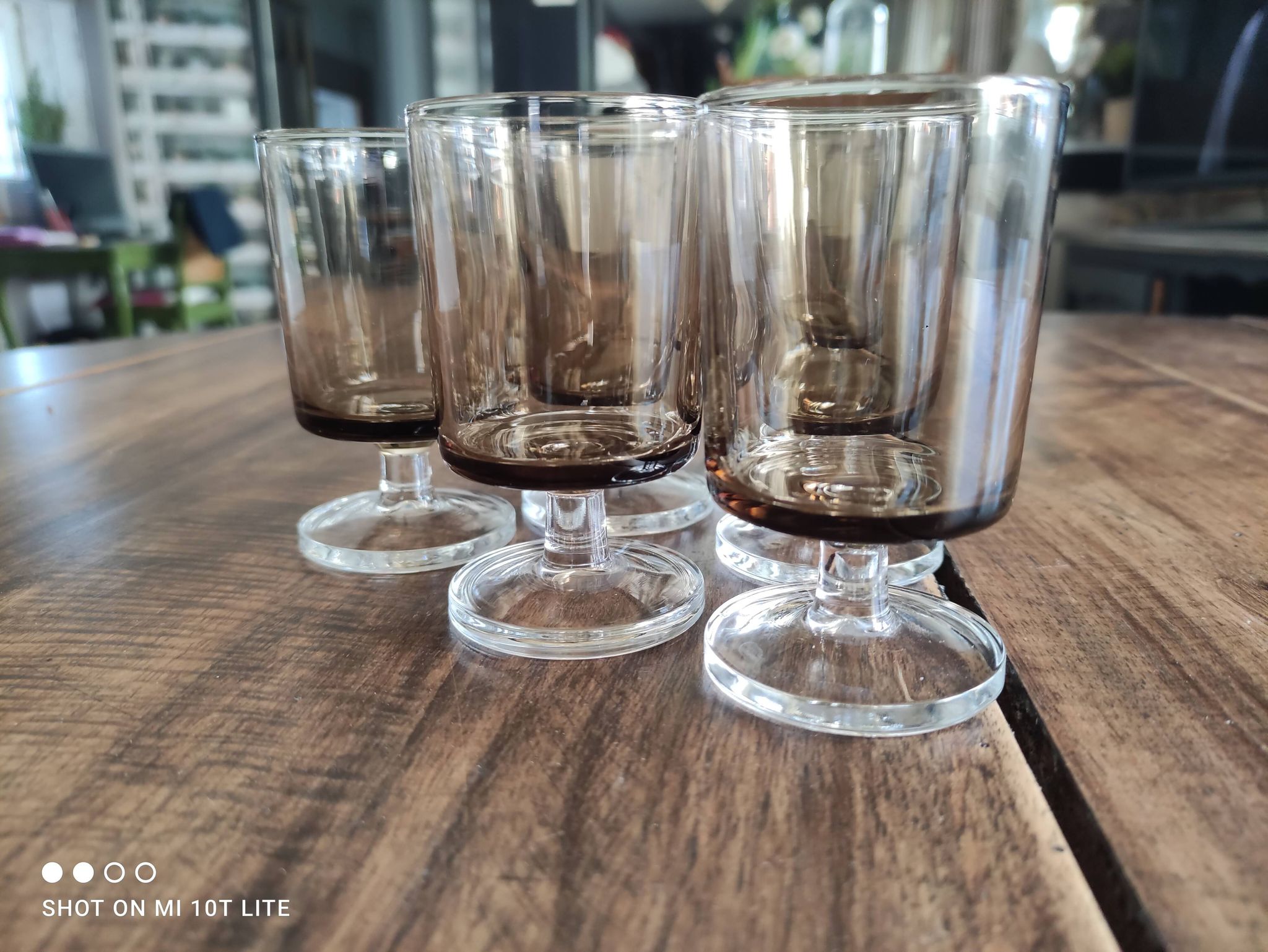 Set of 6 vintage sweet white wine glasses Luminarc smoked Sweden model