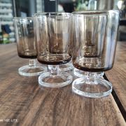 Set of 6 vintage sweet white wine glasses Luminarc smoked Sweden model