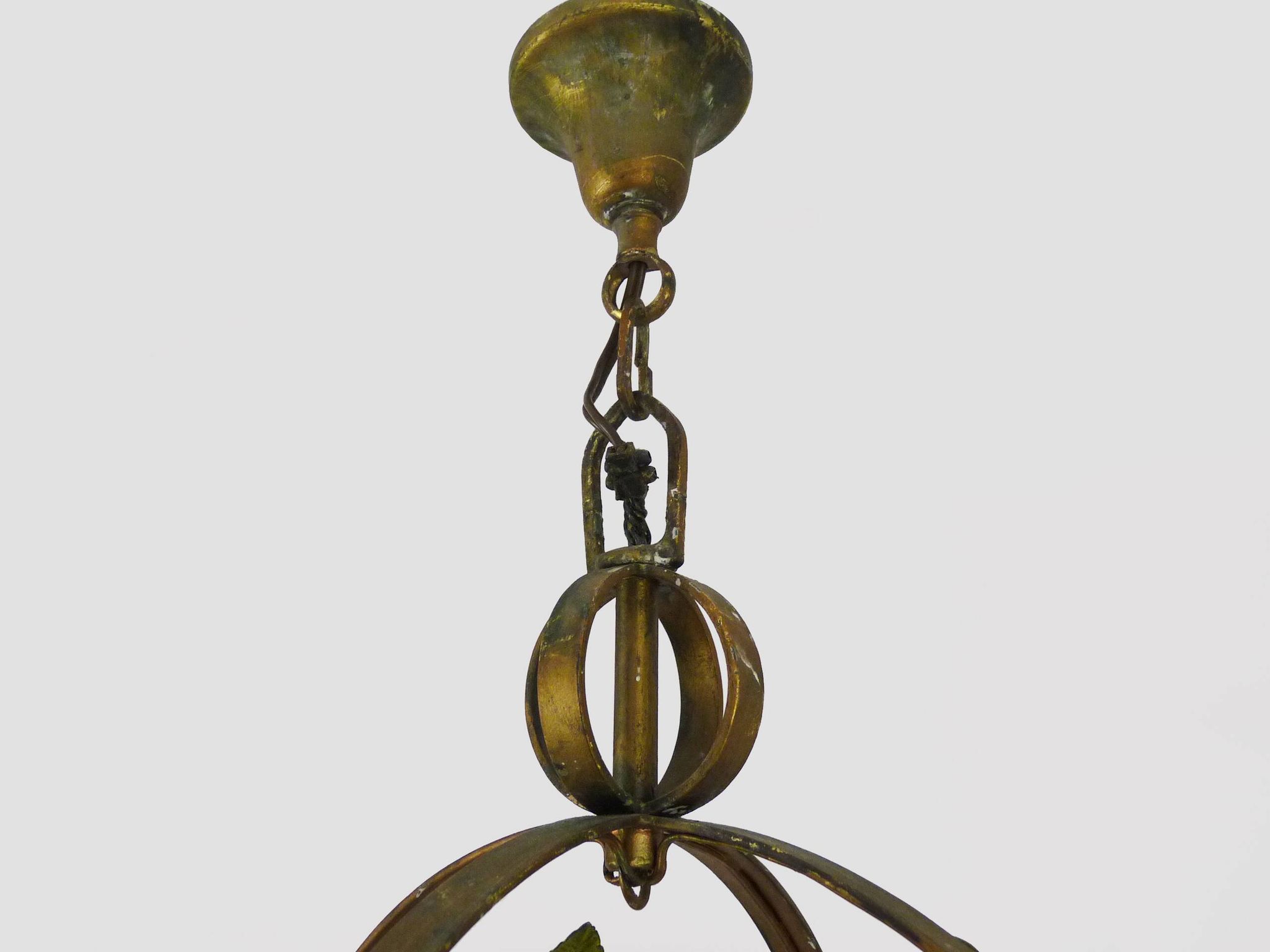 4-light ball-shaped chandelier with foliage. Italy. The 50's