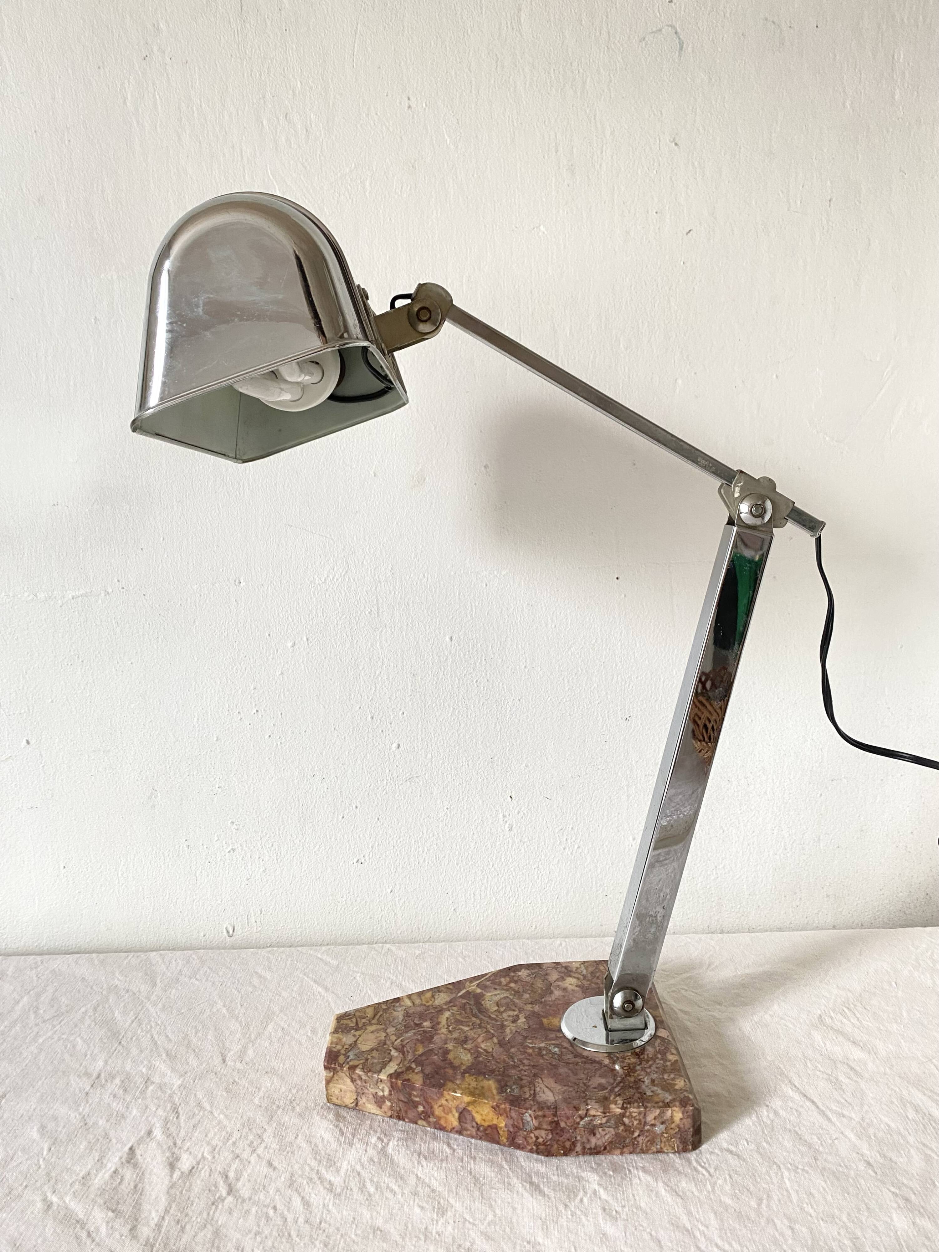 FARE Art Deco lamp in marble and chrome – 1930s