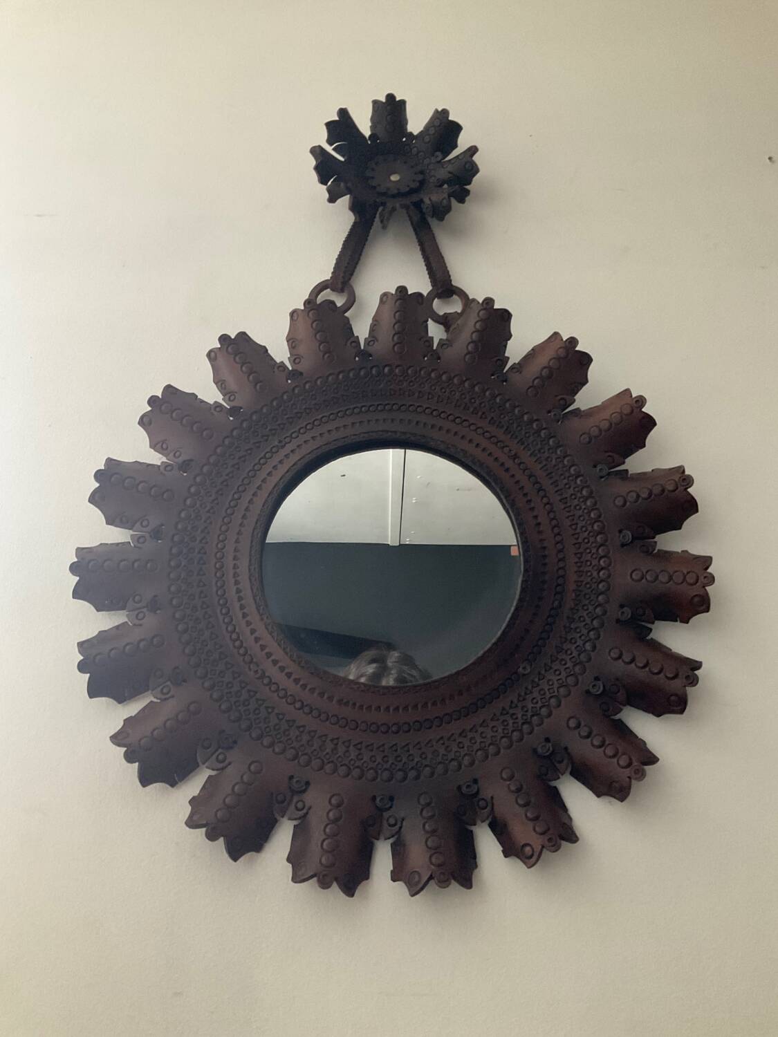 Vintage leather mirror