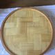 Vintage bamboo tray decorated with ferns and butterflies