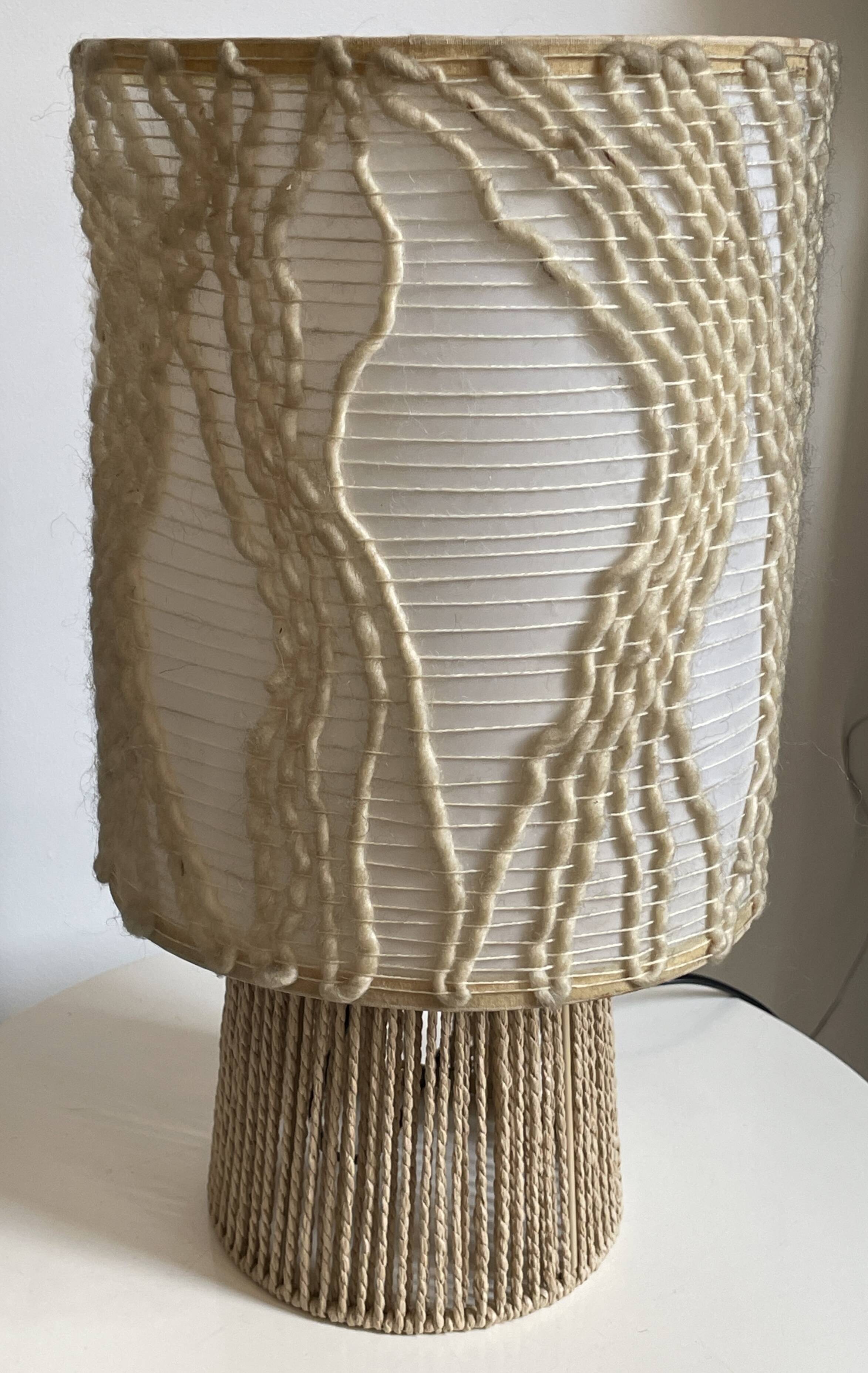 Bohemian table lamp, handcrafted lampshade signed Atelier Marmotte.