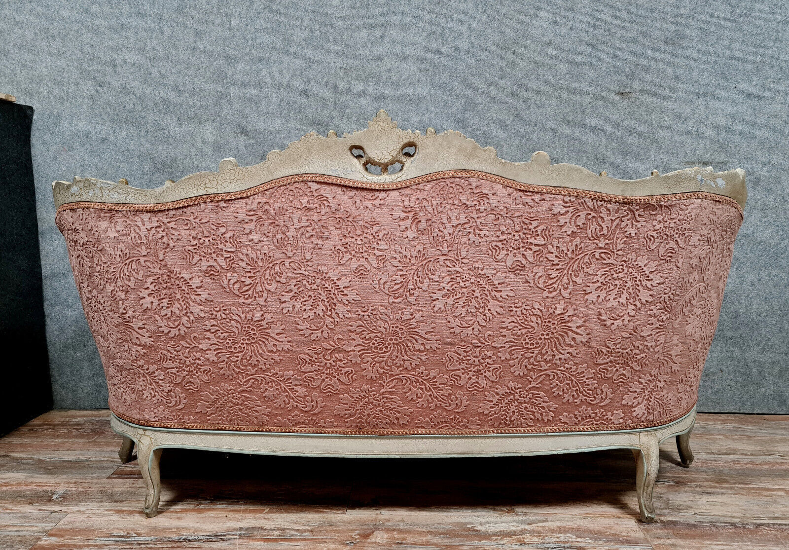 Banquette basket Louis XV Venetian lacquered and gilded wood circa 1900
