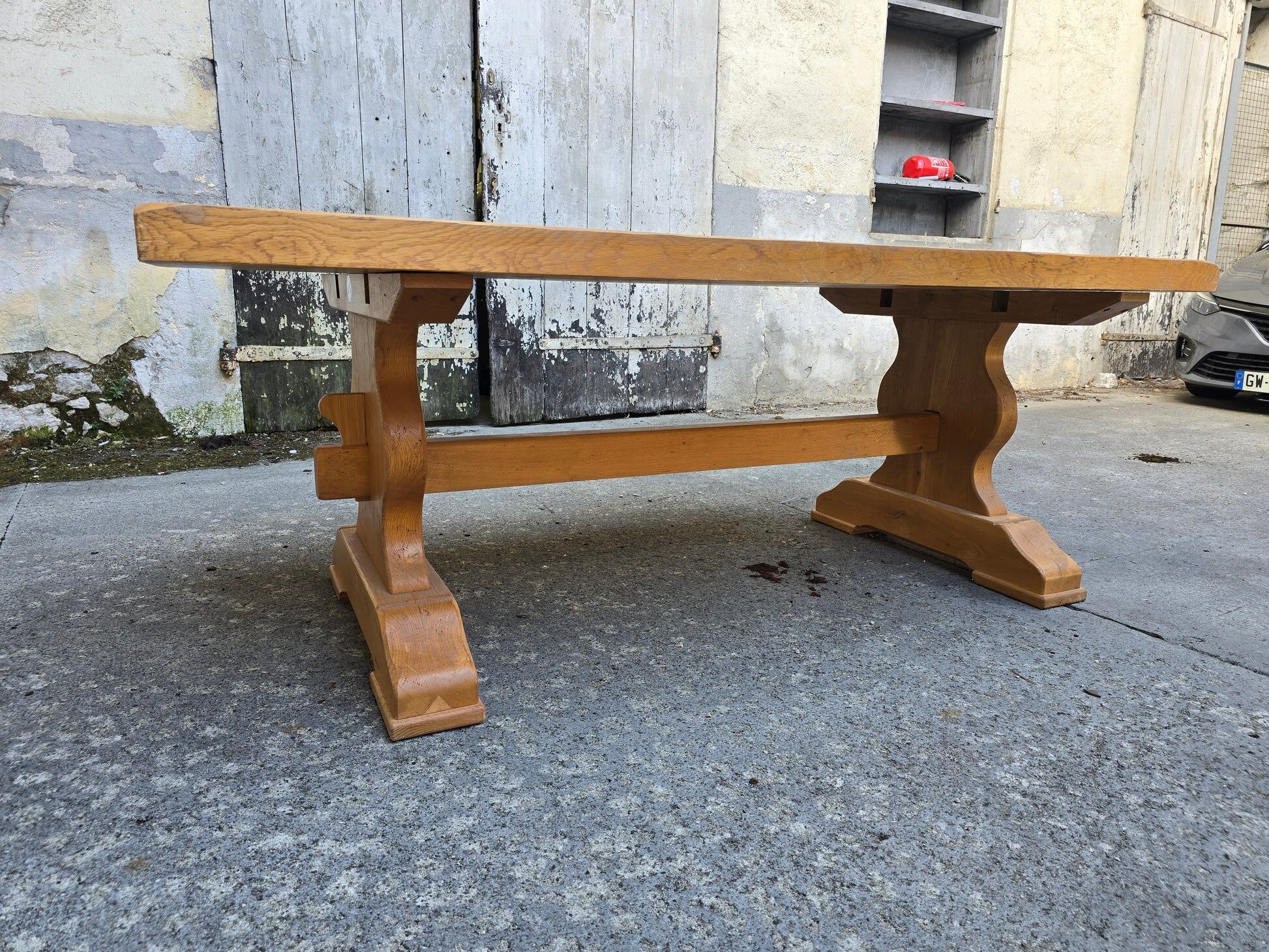 Large monastery table in solid oak – French handcrafted.