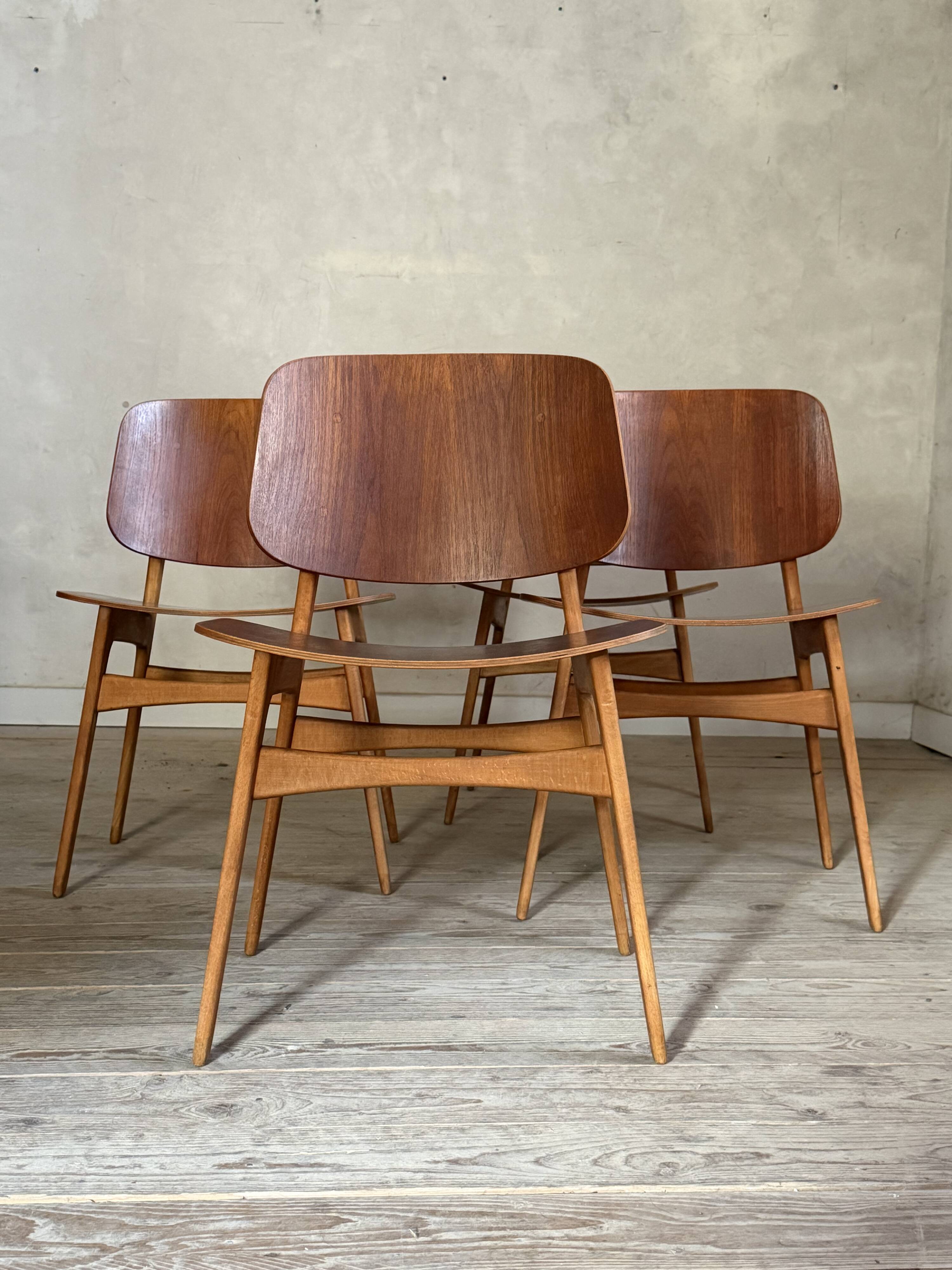 Danish vintage chairs by Borge Mogensen in teak.