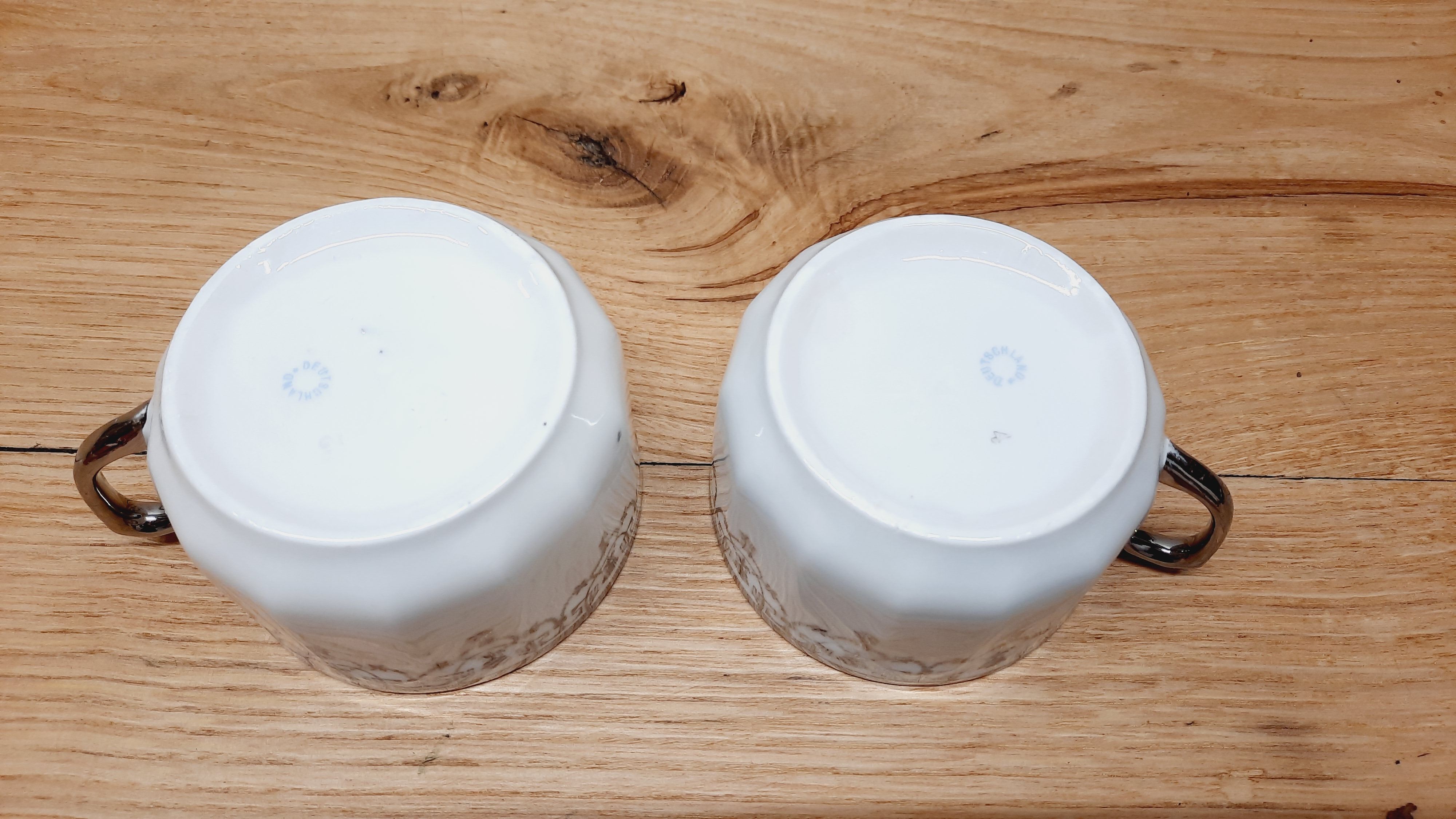 Pair of art deco lunch cups