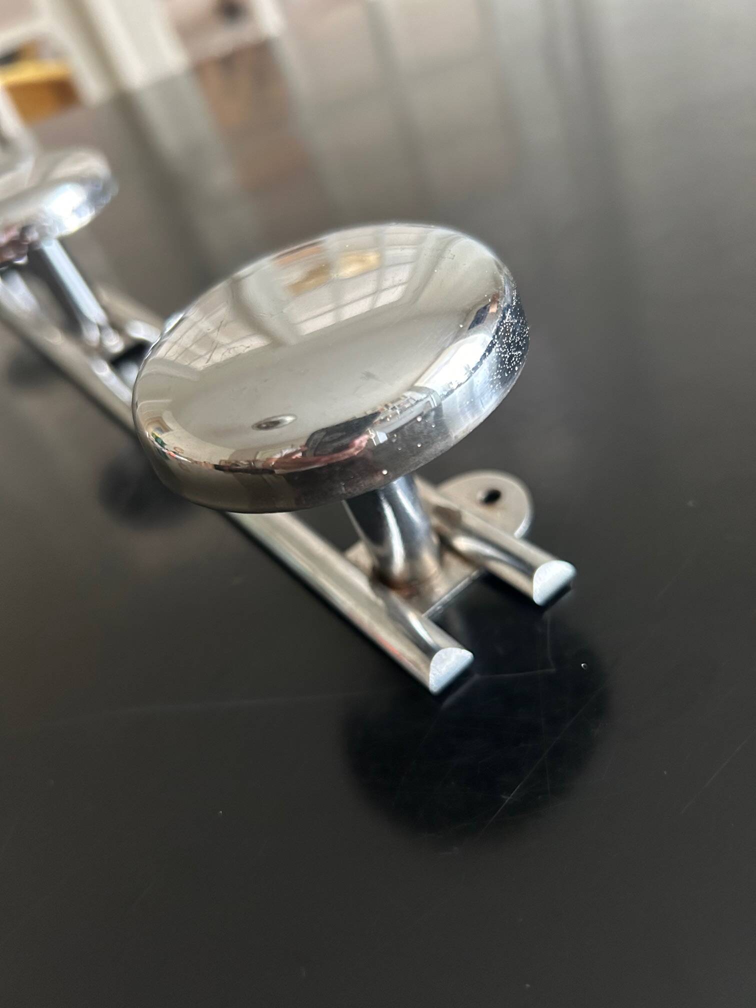 old chrome metal coat rack