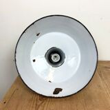 Industrial black enamel factory lamp with cast iron top, 1960s