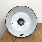 Industrial black enamel factory lamp with cast iron top, 1960s