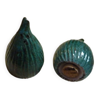vintage ceramic salt and pepper shaker duo fig shape