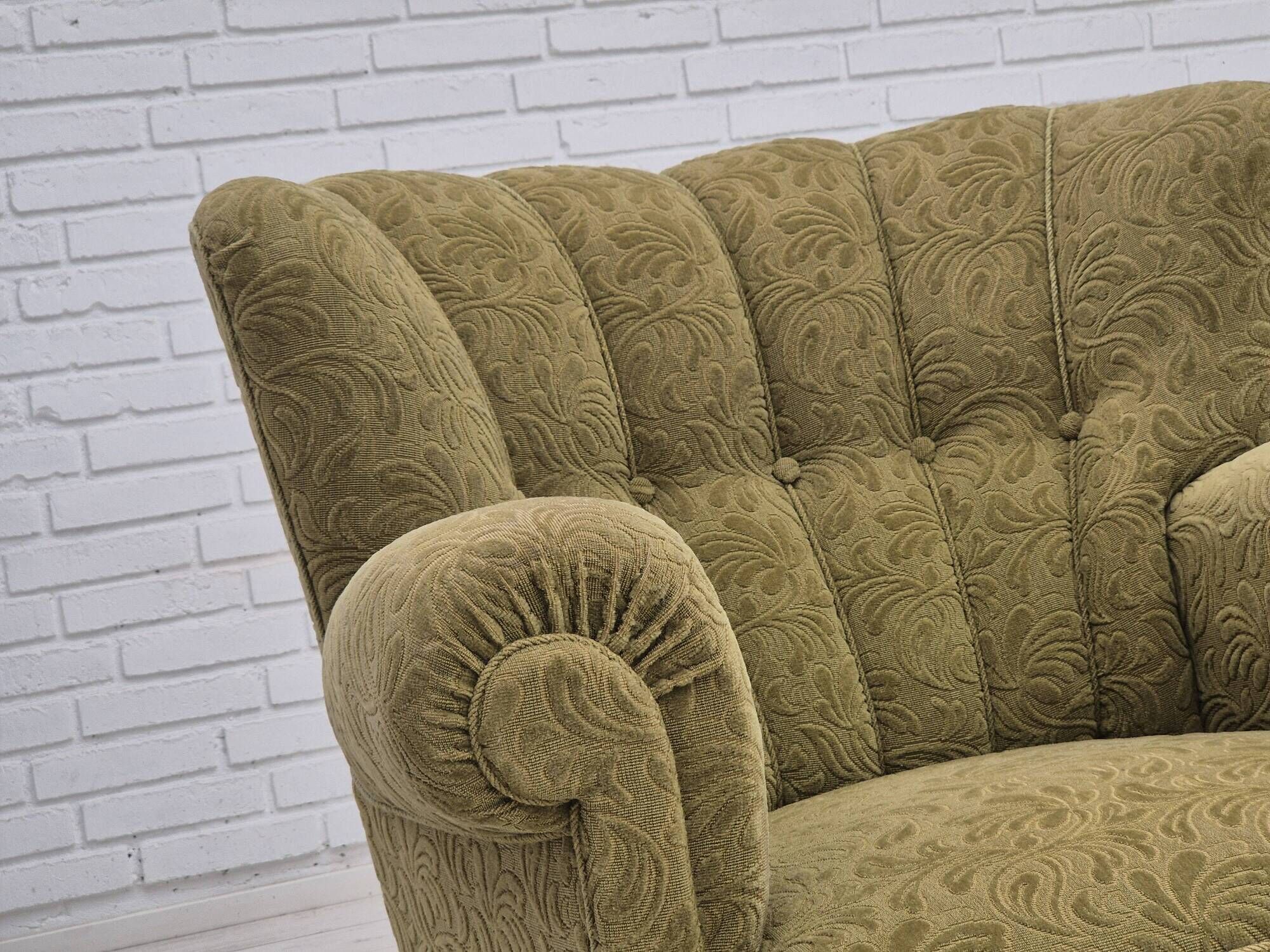 1960s, Danish vintage relax armchair, furniture cotton/wool, beech wood.