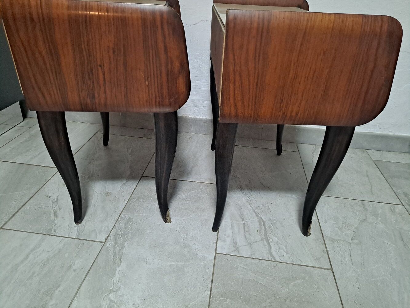 Pair of Mcm italian bedside units tables 1950s