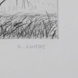 Camille combe: manes in the wind, original signed engraving