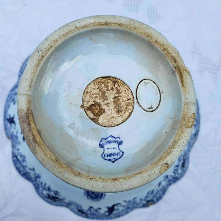 Longwy Chinese compote bowl 19th century salamanders