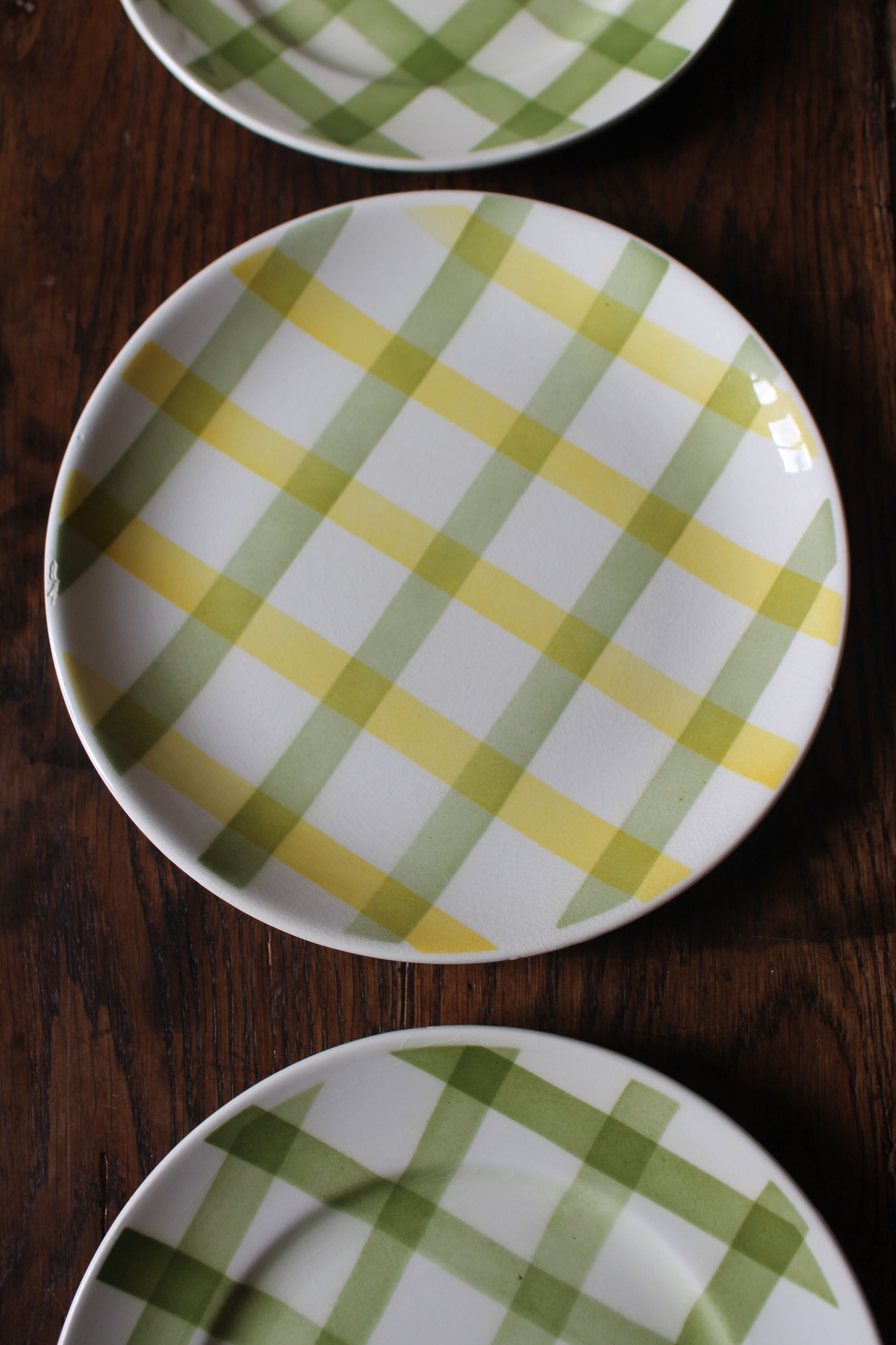 Lot 6 small vintage Scottish plates green yellow