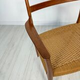1950s Danish GS700 teak & papercord dining armchair by Arne Wahl Iversen for Glyngøre Stolefabrik