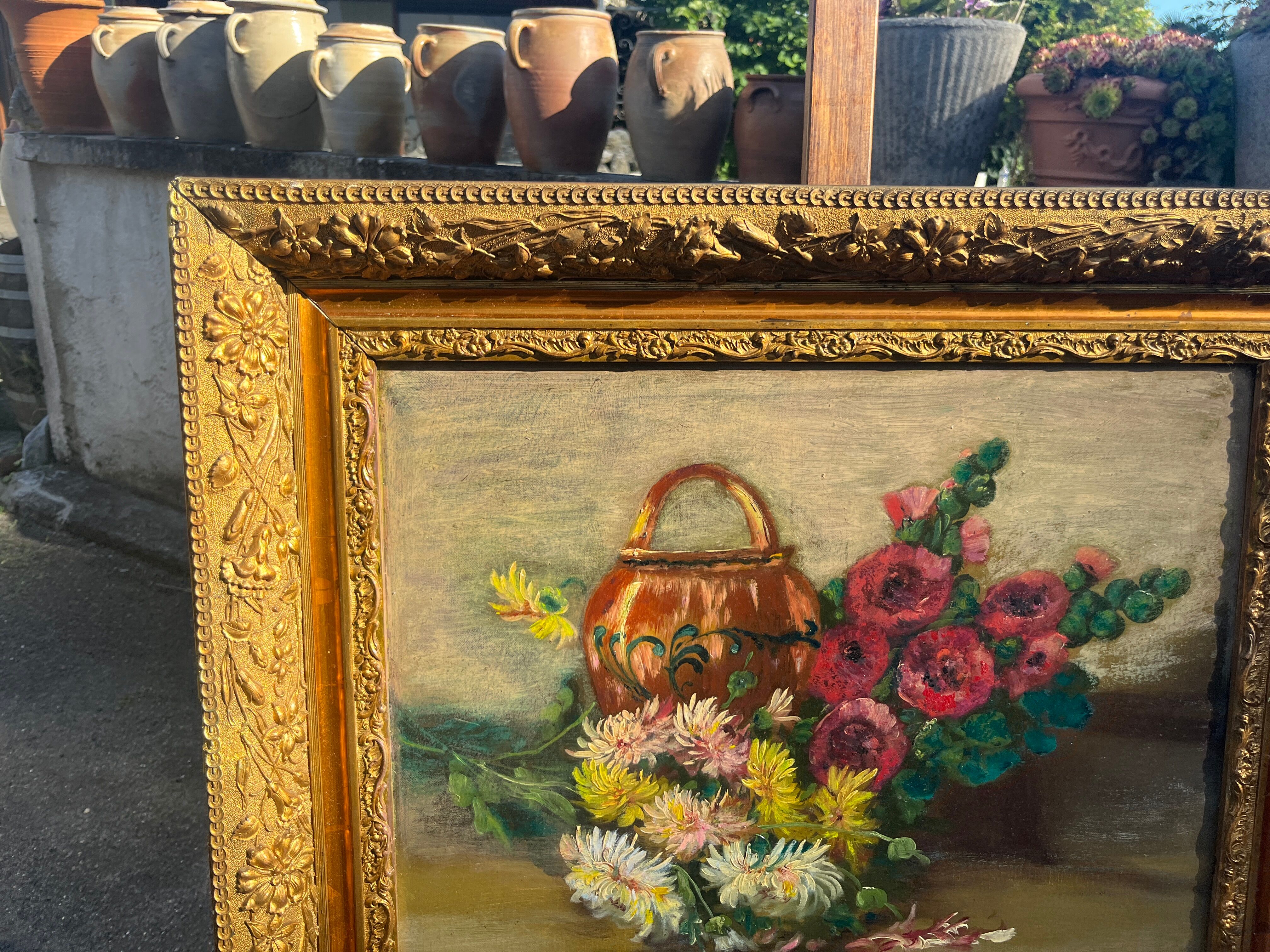 Still Life with Flowers - Oil on Canvas Signed Gautier - Frame Do