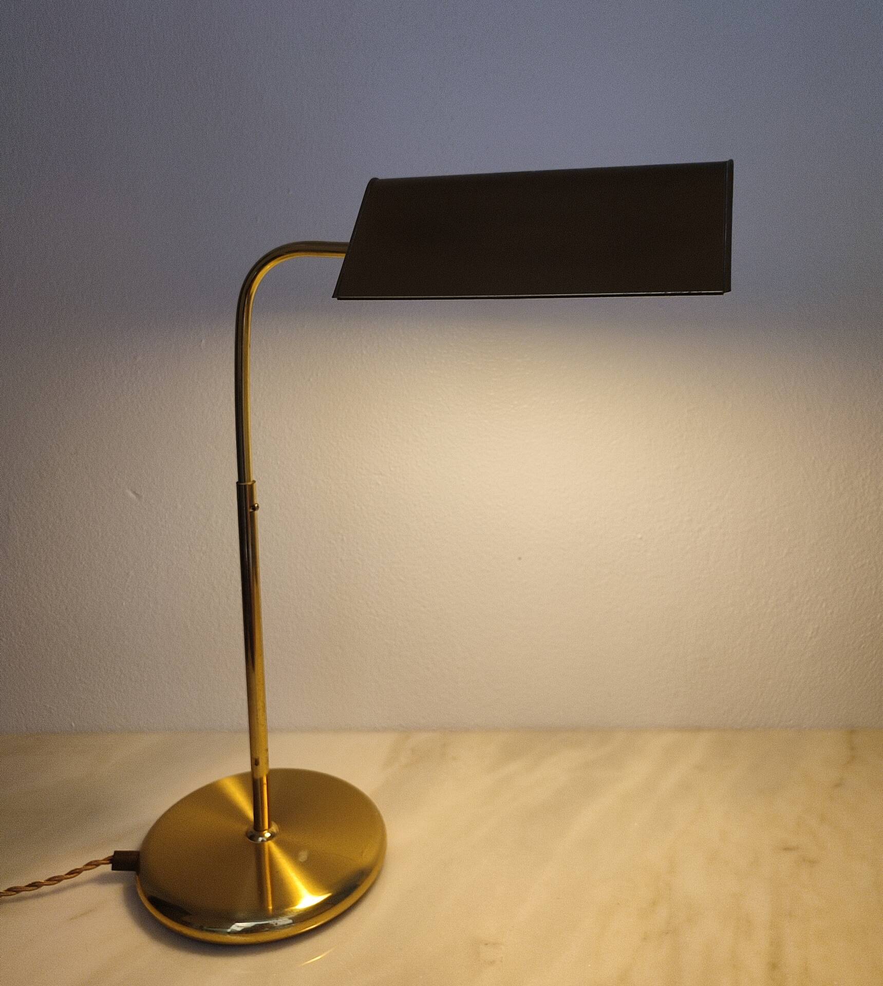 Lampe de Bureau Ajustable en Laiton Doré – Design Allemand, Années 70
