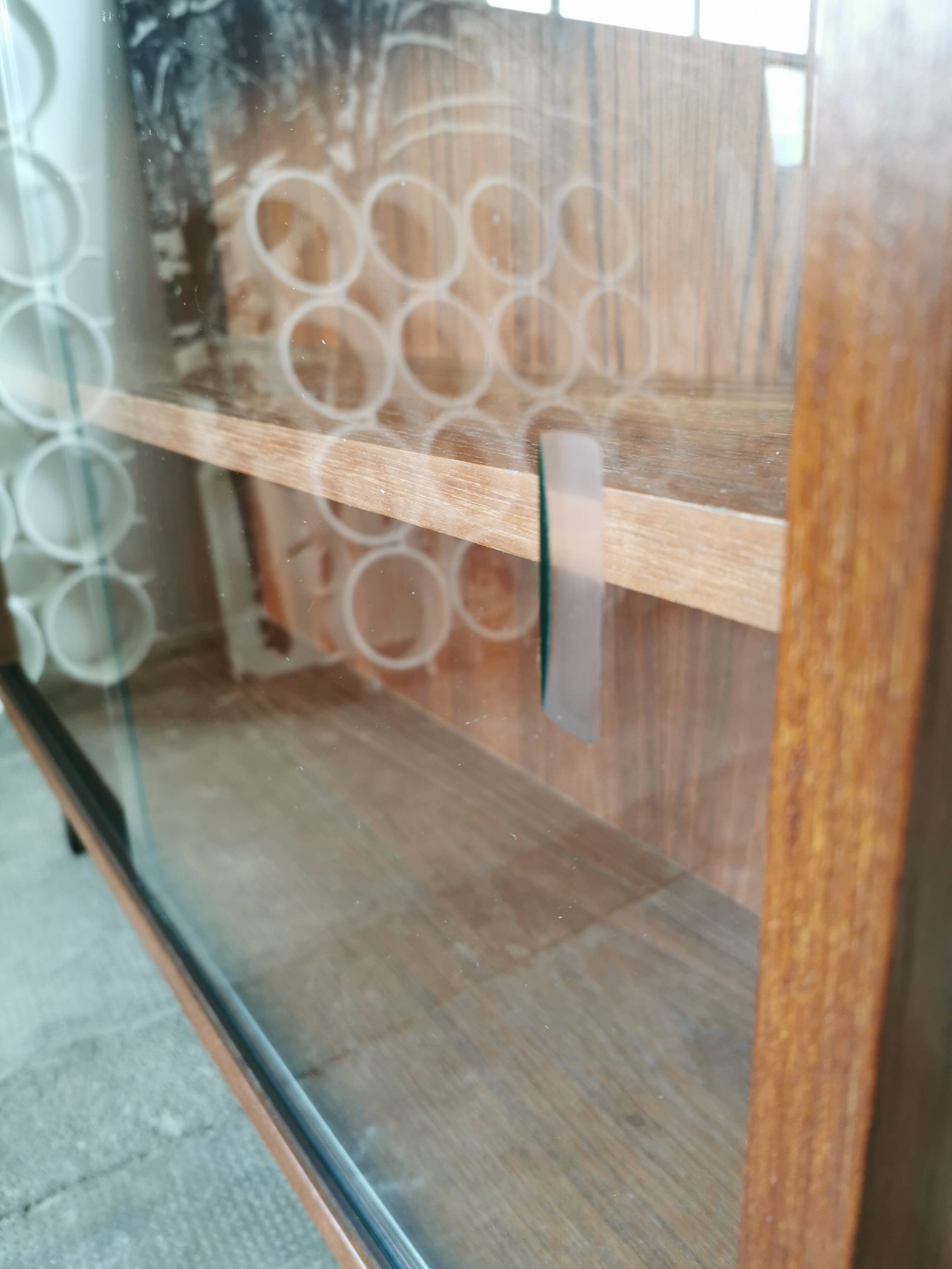 Narrow glass shelf from the 1960s