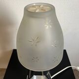 Metal foot lamp with thick glass lampshade