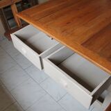 Rare old table with 2 drawers from southern Brittany and its benches