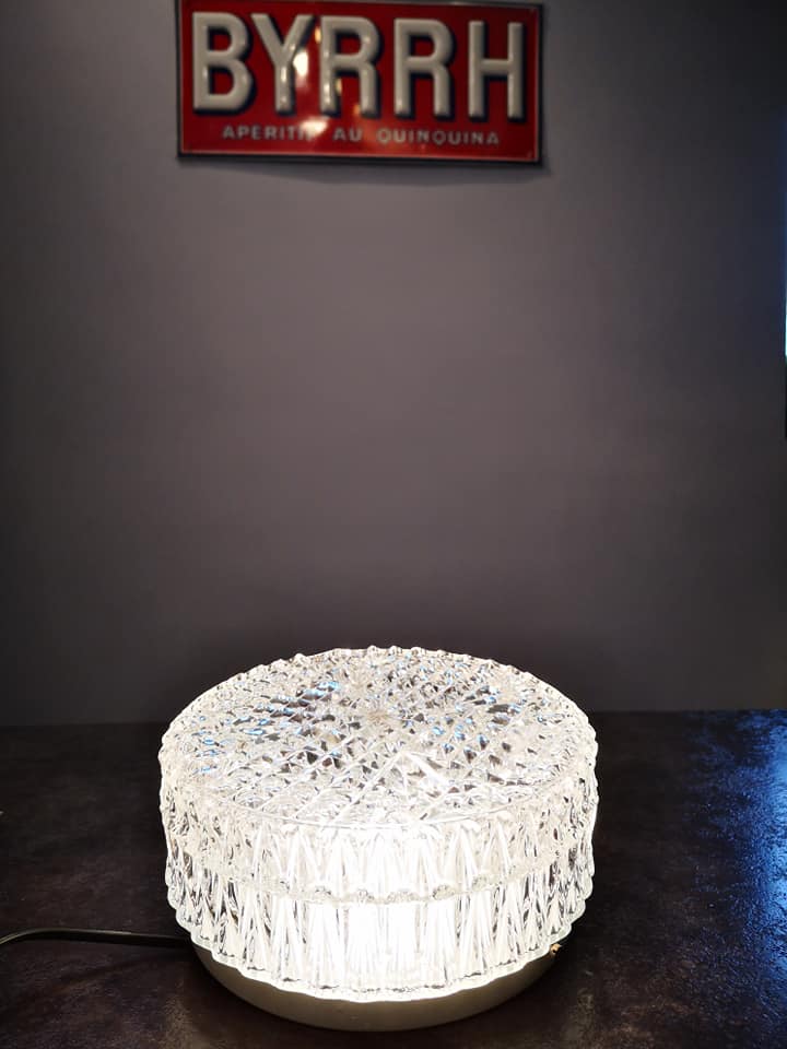 Vintage old glass ceiling lamp 1960/70 Ø 19.5 cm