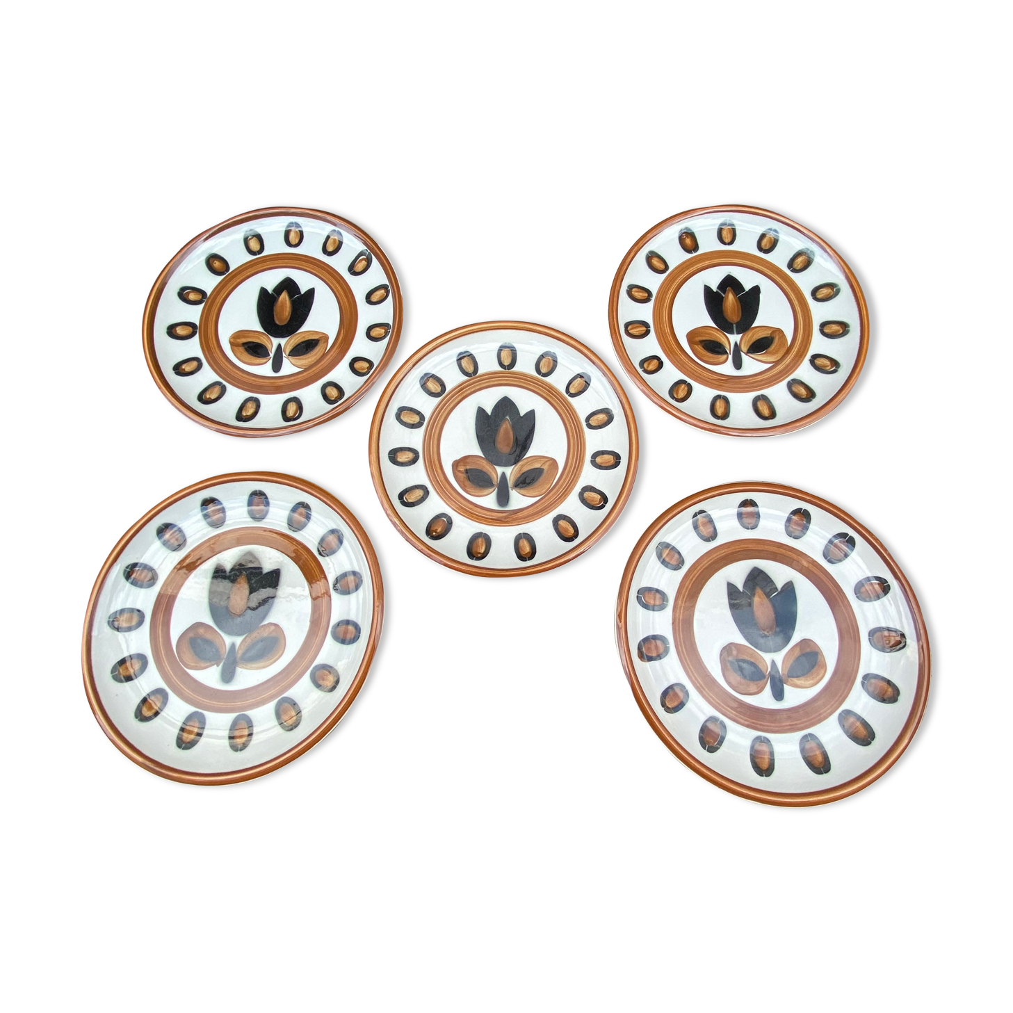 Set of 5 plates model Kimono-Boch La Louvière-70s