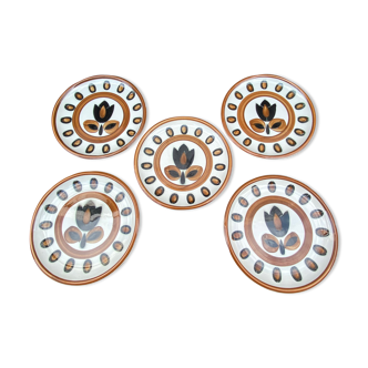 Set of 5 plates model Kimono-Boch La Louvière-70s
